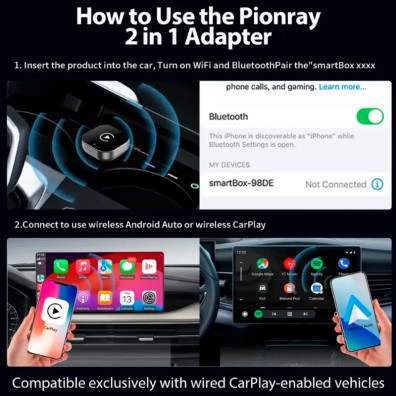 USB Inalámbrico Pionray 2026 (Android Auto / Carplay)