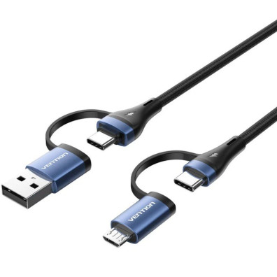 Cabo USB Vention 2.0 Tipo USB-C/MicroUSB/M AZUL/NEGRO 1M