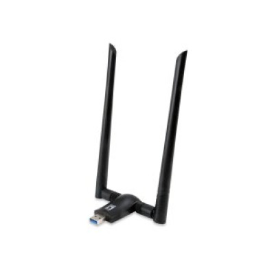 Adaptador USB WiFi Level One WUA-1810E AC1200 - 2.4GHz 300MB e 5GHz 867MB - USB 3.0 - 2 Antenas DESMO