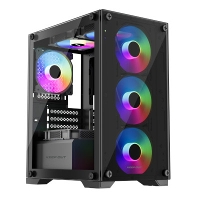 CAIXA MICROATX KEEP OUT XC-201 GLASS Cristal Templado 1x3.5” 1x2.5” 1xUSB2.0 1xUSB3.0 GPU MAX 310mm