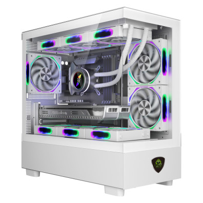 CAIXA MICROATX KEEPOUT XC-301W GLASS CRISTAL TEMPLADO 1x3.5” 1x2.5” 1xUSB2.0 1xUSB3.0 GPU MAX 420mm