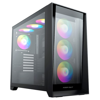 CAJA E-ATX KEEP OUT XC-911 PRO XL com Cristal Templado e 3x3.5” / 2.5” - USB-C e USB3.0