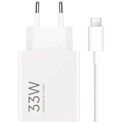 Carregador de carregamento rápido Xiaomi 33W HyperCharge Combo USB Tipo-A Branco + Cabo USB-A a USB-C