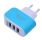 Colorful Charger with 3 USB Ports LED Light - Azul