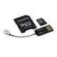 MICRO SD KINGSTON 4GB MULTIKIT COM ADAPTADOR SD + USB CLASS 4 MB