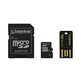MICRO SD KINGSTON 4GB MULTIKIT COM ADAPTADOR SD + USB CLASS 4 MB
