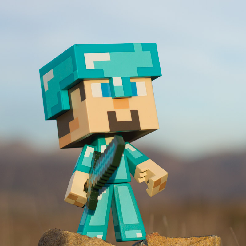 Boneco Minecraft Steve De E Cavalo Com Armadura De Diamante