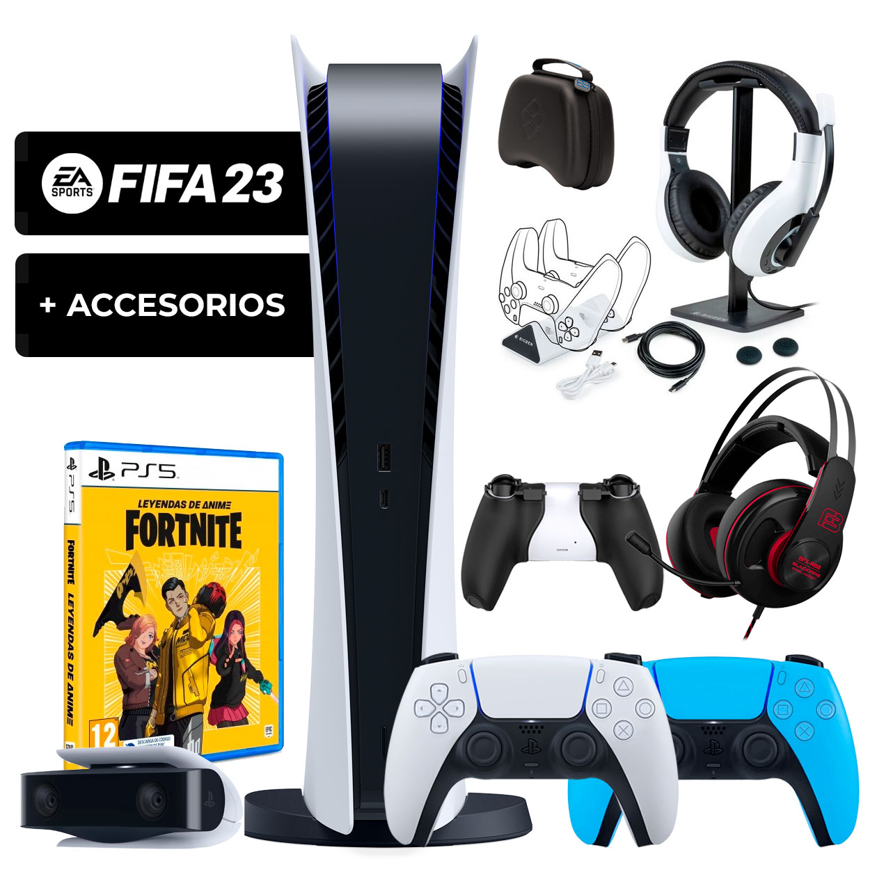 Playstation 5 (Digital) + Fifa 23 + Fortnite + Acessórios