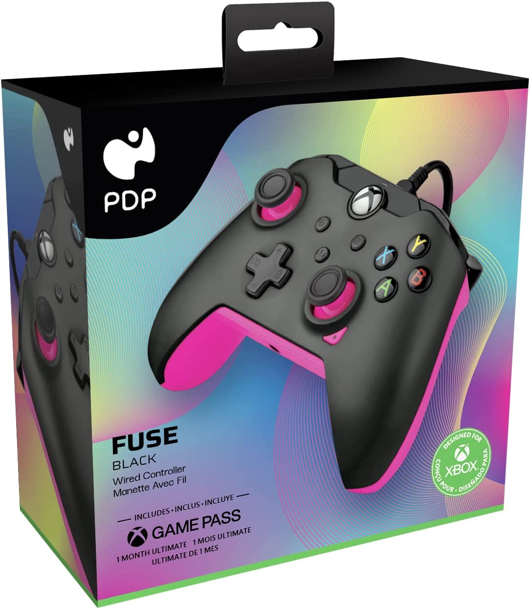 PDP Controlador Wired Fuse Black + 1 Month Gamepass