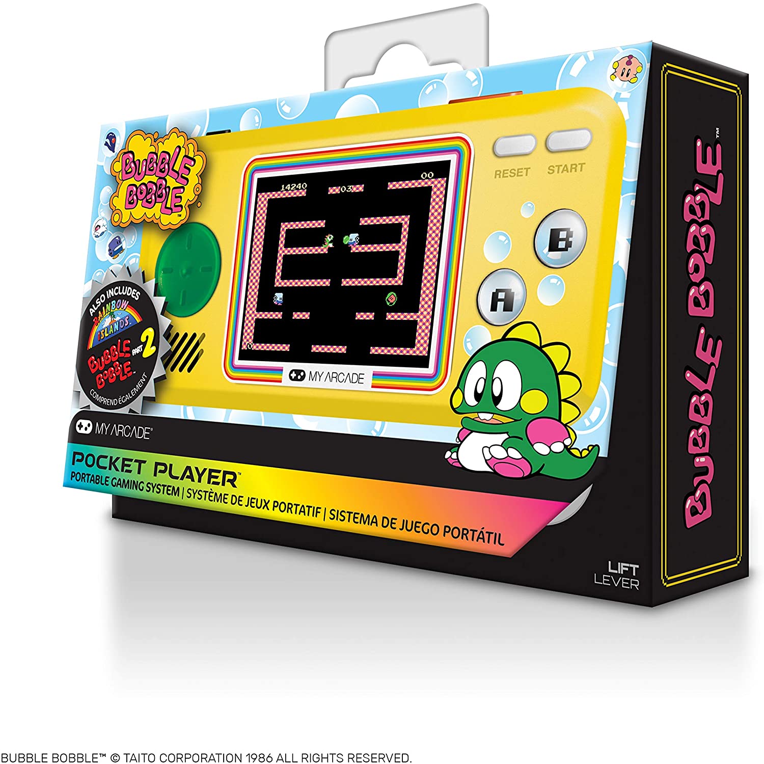 Meu Arcade Retro Portátil Bubble Bobble (3 Jogos)