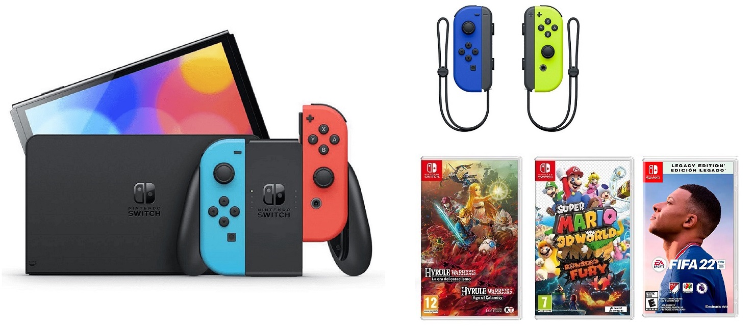 Nintendo Switch Azul Néon/Vermelho Néon V3