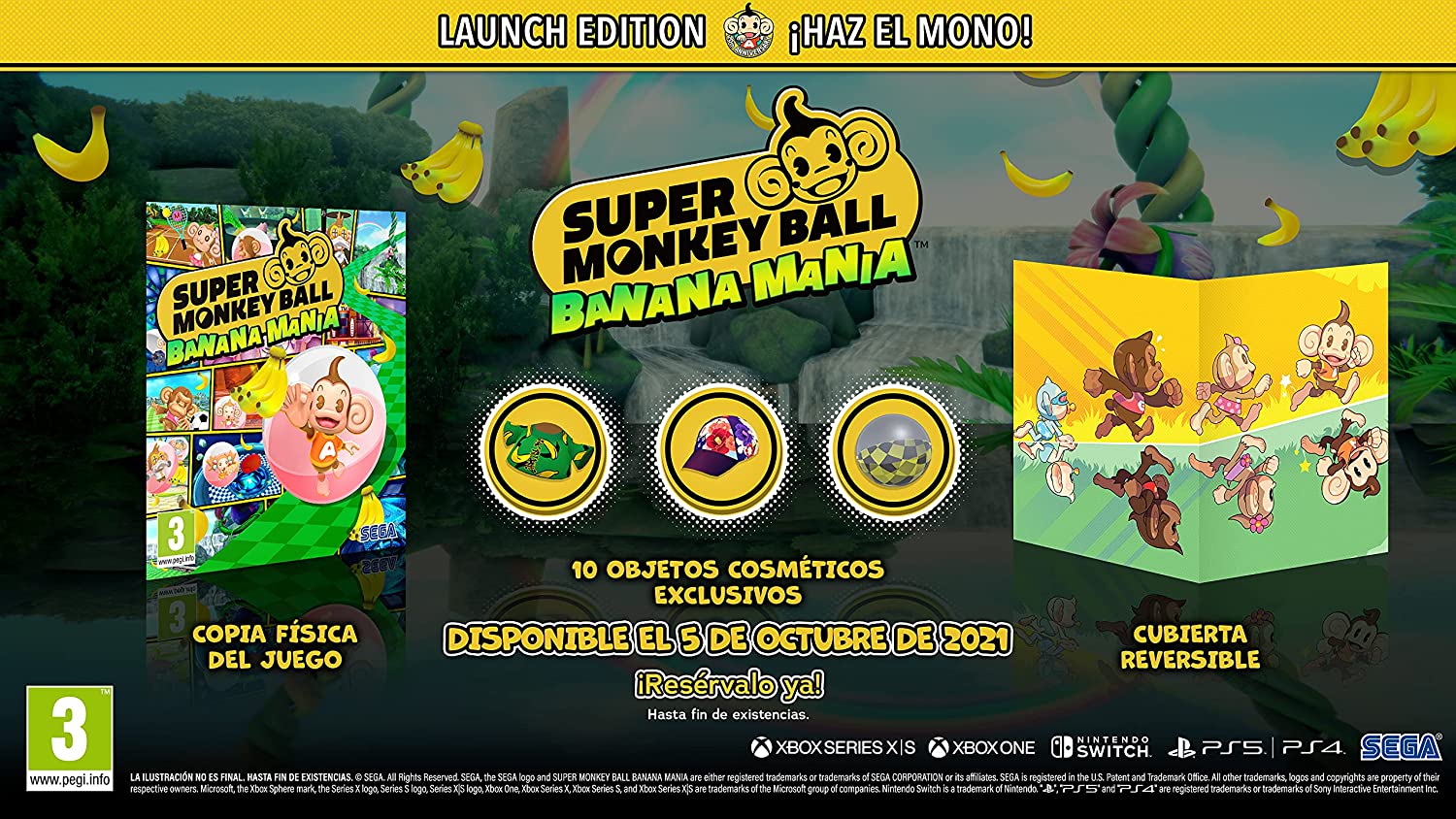 Super macaco bola banana mania lançamento edição switch jogos